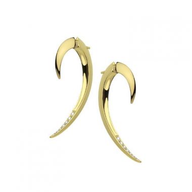 Shaun Leane Yellow Gold Vermeil Diamond Hook Earrings