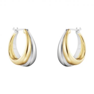Georg Jensen Curve Earrings, 18ct Yellow Gold, Sterling Silver