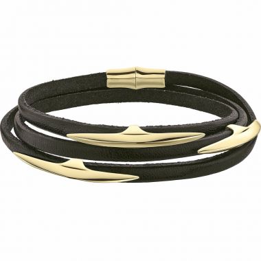 Shaun Leane Men's Yellow Gold Vermeil Arc Multi Leather Wrap Bracelet