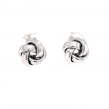 Knot Style 9ct White Gold Earrings