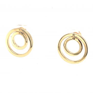 Double Circle Design 9ct Yellow Gold Earrings