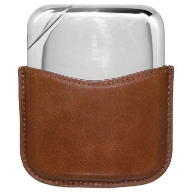 Novus Pewter Hip Flask with Genuine Leather Pouch
