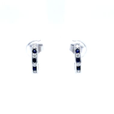Sapphire & Diamond 9ct White Gold Earrings