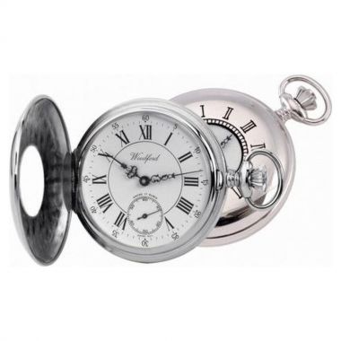 Woodford Half Hunter Chrome Plated Full Size Pocket Watch