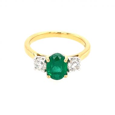 Emerald & Diamond 3 Stone 18ct Ring