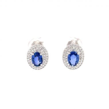 Oval Sapphire & Diamond 18ct Earrings