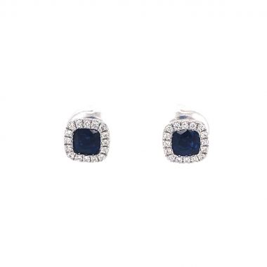 Sapphire & Diamond Cluster 18ct Earrings