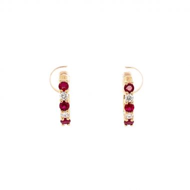 Ruby & Diamond Hoop 18ct Earrings