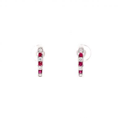Ruby & Diamond 9ct White Gold Earrings