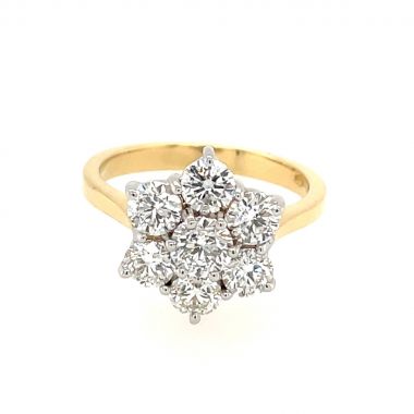 Diamond Flower Cluster 18ct Yellow Gold 2.00ct Ring